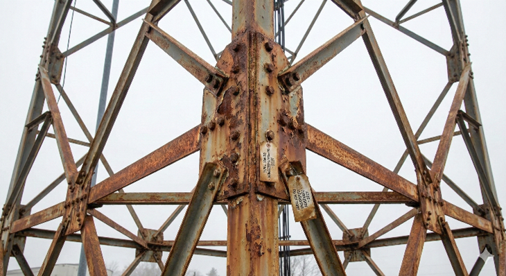 Corrosion assessment and repair of a telecom tower brace