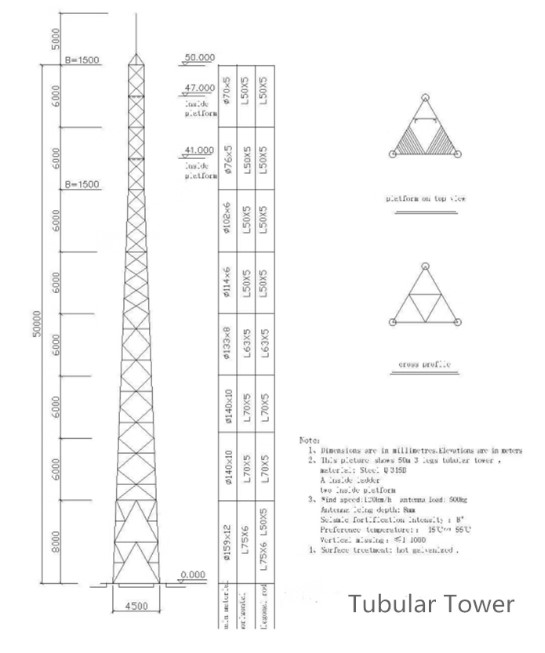 Detailed tower engineering drawings on a drafting table