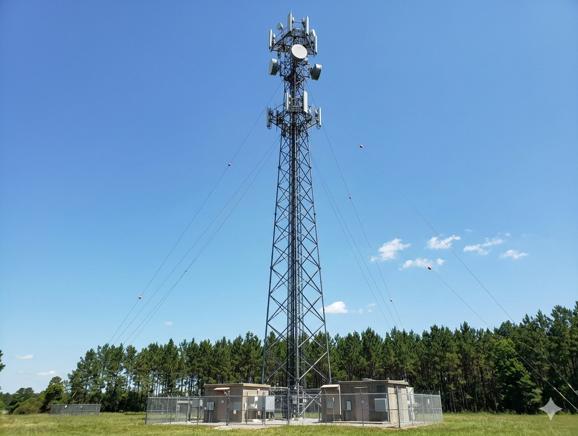 Engineer measuring a reinforced telecom tower connection